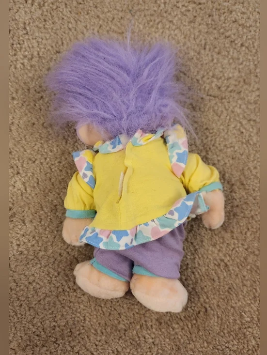 Vintage Applause Magic Trolls plush Baby doll 12" Purple Hair #Z - Picture 2 of 2
